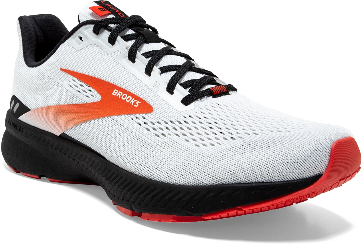BROOKS Men's Launch 8 (198 - White/Black/Red Clay) 5 BROOKS Men's Launch 8 (198 - White/Black/Red Clay) - Image 3